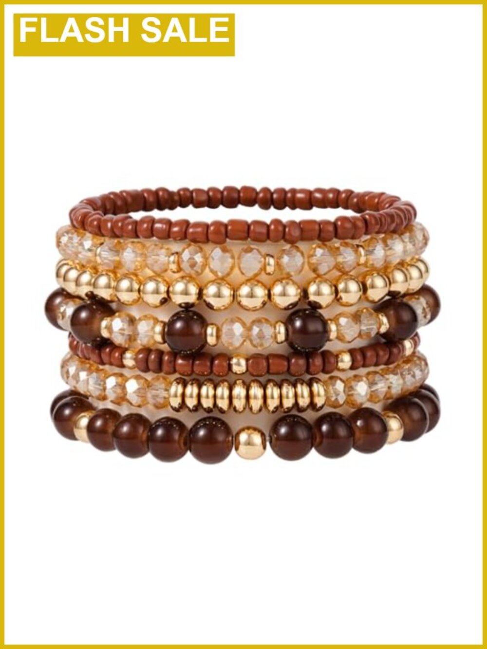 Crystal Bead Stretch Bracelet Set 14k Gold Plated Copper Stackable Boho Handmade